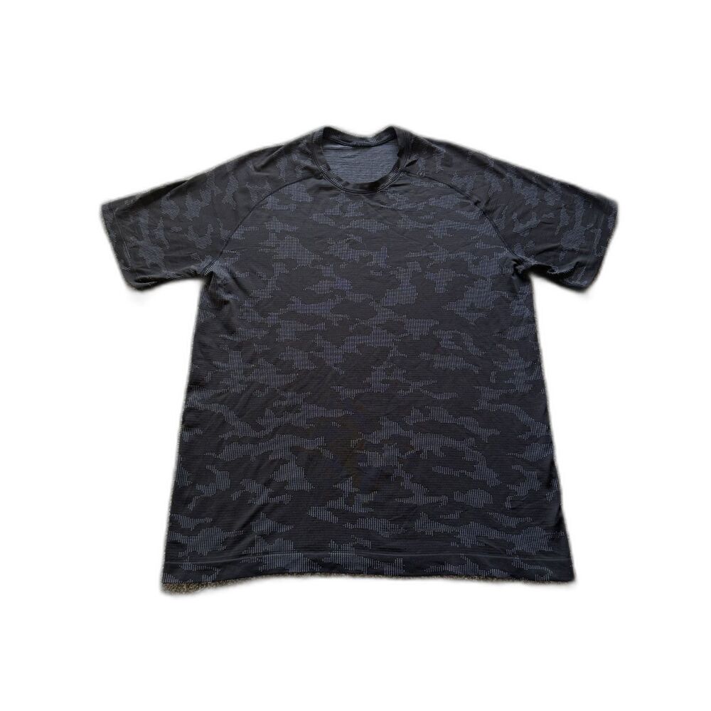 LULULEMON METAL VENT TECH SS 2.0 T-SHORT BLACK GREY CAMO PRINT MEN'S LARGE